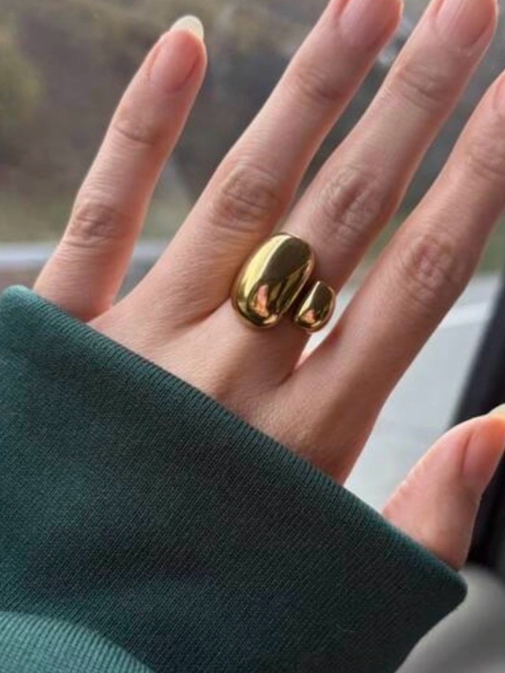 New Anthropologie Golden Molten Metal Statement Ring ~ 18KGP Open Ring - Picture 7 of 15
